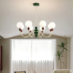 Modern Cream Green Glass Chandelier for Bedroom Living Room Kitchen
