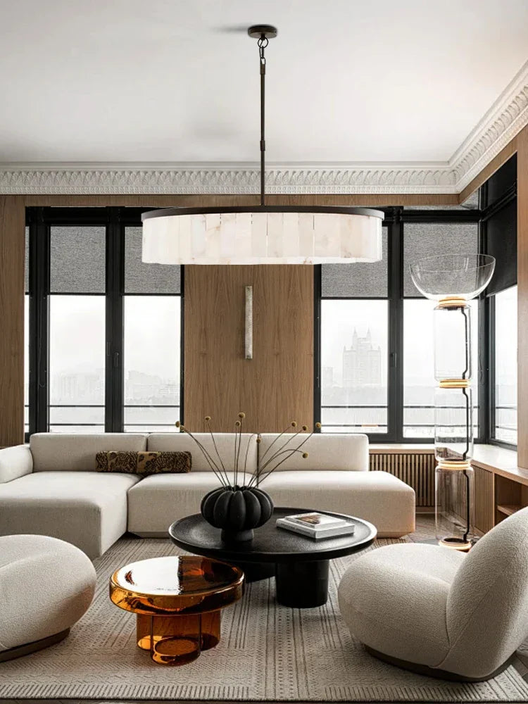 Round Marble Chandelier Ceiling Light Fixture for Kitchen Dining Room