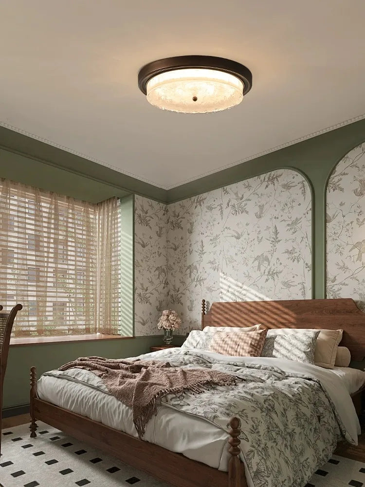 Retro Bronze Glass Ceiling Lamp for Bedroom Living Room Decor