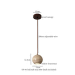 Yellow Travertine Spherical Stone LED Pendant Light for Bedroom Dining Living Room