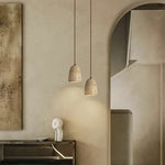 Afralia™ LED Pendant Lights Yellow Travertine Japanese Vintage Hanging Lamp