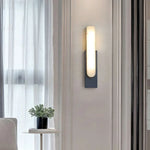 Grey Metal LED Marble Wall Sconce Lamp for Nordic Modern Bedroom