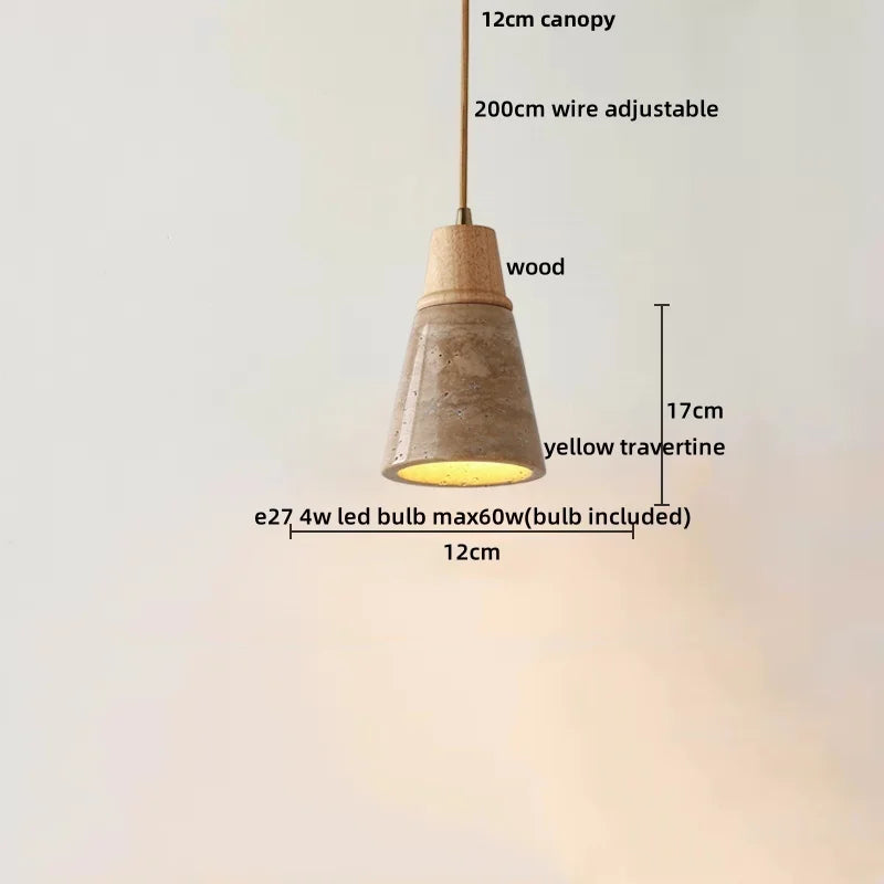 Yellow Travertine LED Pendant Lights: Modern Nordic Hang Lamp for Home Decor
