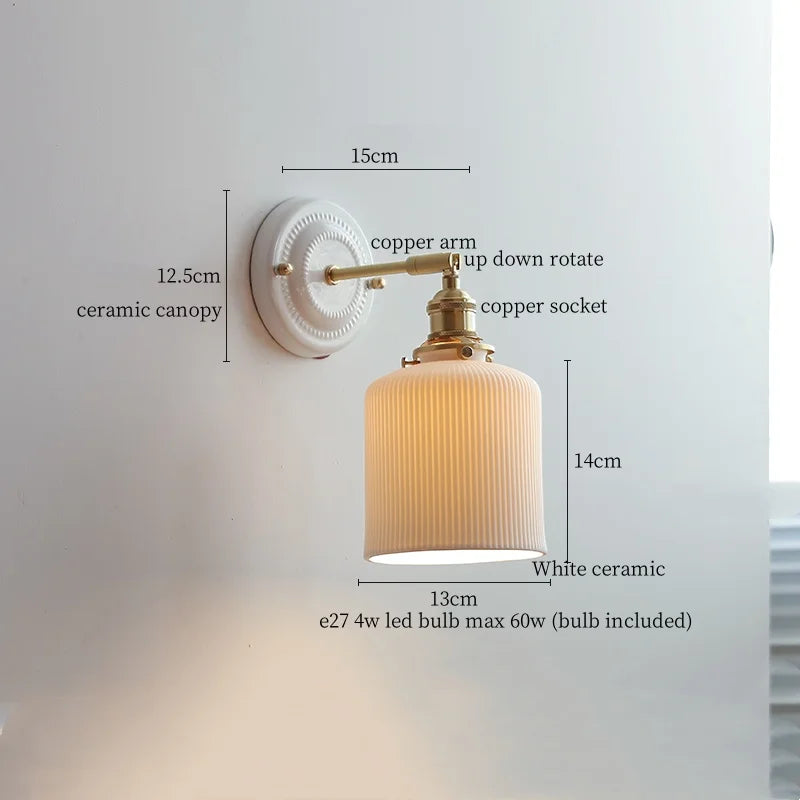 Striped Ceramic LED Wall Sconce: Modern Nordic Interior Light
