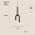 Black Aluminum Tube Dimmable LED Chandelier with U-Shaped Design