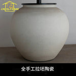 Wabi-sabi Ceramic Rattan Weave Table Lamp LED E27 for Living Room Bedroom Hotel