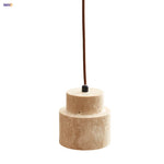 Yellow Travertine LED Pendant Light: Wabi Sabi Dining Room Decor