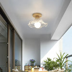 LED Ceiling Lamp Modern Style Wood Glass Luminaria