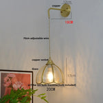 Glass Brass LED Wall Sconce Vintage Vanity Light Wandlamp
