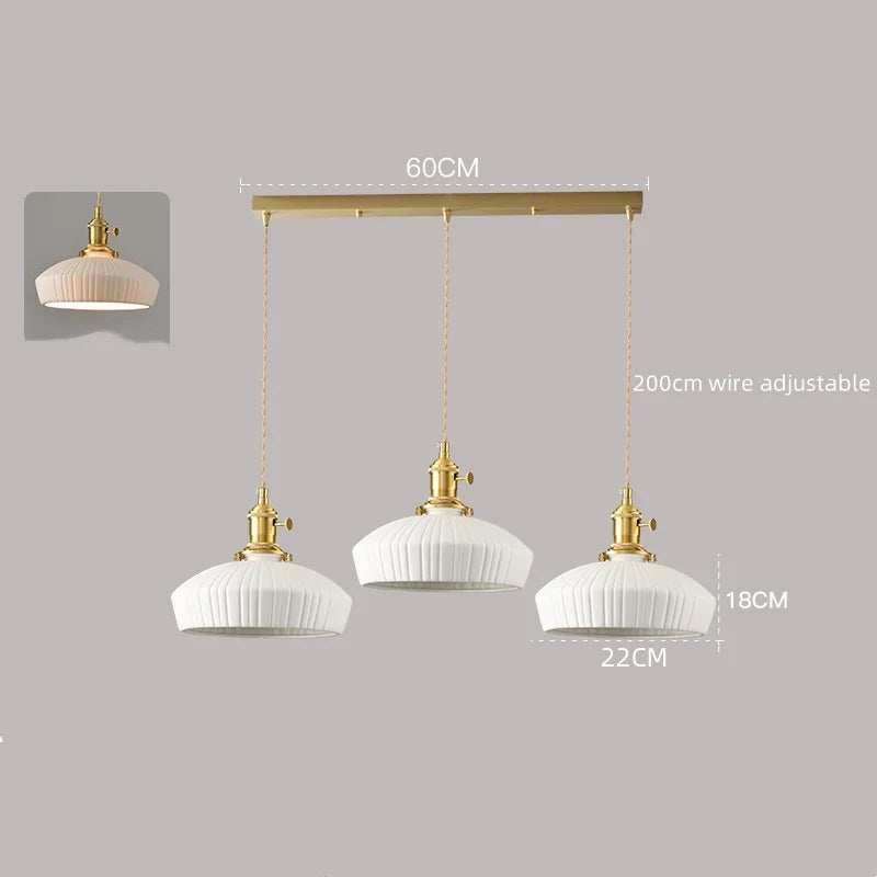 White Ceramic LED Pendant Lamp Modern Hanging Light Fixtures