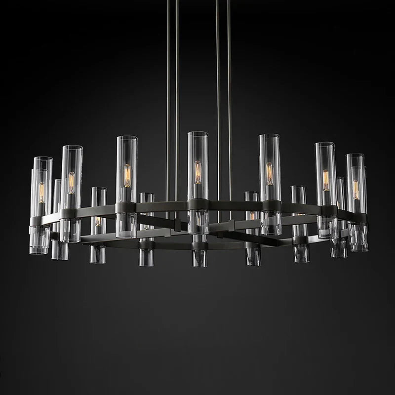 2-Layer Chandelier Lighting - Vintage Gold Silver Black Hanging Lamps
