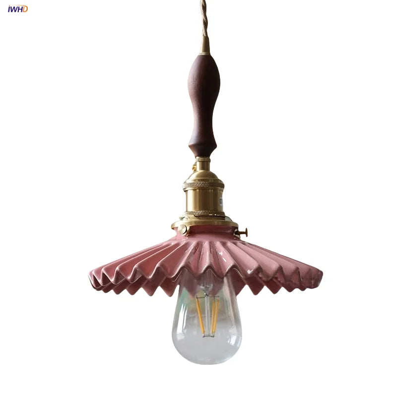 Afralia™ Walnut LED Pendant Lamp Living Room Bedroom Restaurant Nordic Modern