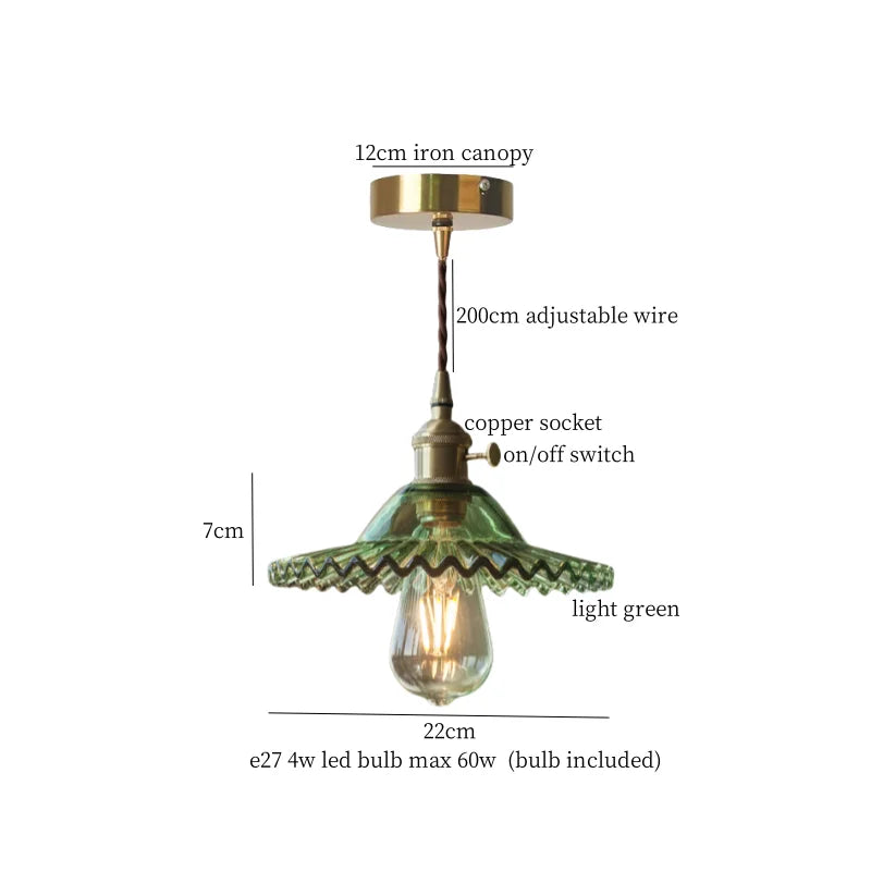 Afralia™ Brass Glass LED Pendant Lamp for Cafe Bar Restaurant Bedroom Loft