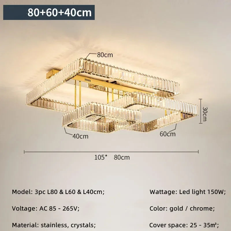 Crystal Dimmable Ceiling Light - Luxury Living Room Bedroom Lamp