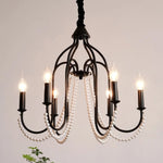 Black E14 Candle Chandelier: French Living Room Pendant Lighting for Home Decor