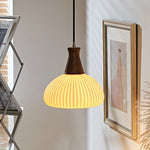 Ceramic Wood LED Pendant Lights Modern Hanging Lamp for Home Decor