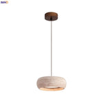 LED Pendant Lamp Yellow Travertine Adjustable Wabi Sabi Light