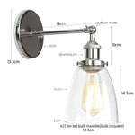 Vintage Single Arm LED Wall Lamp Iron Glass Retro Stair Light