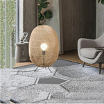 Rattan Ball Floor Lamp for Living Room, Bedroom, Study - Hand-Woven Wood Floor Light