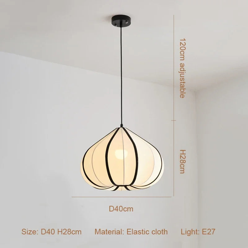Afralia™ Nordic Style Creamy E27 Pendant Light Fabric Chandelier_Lamp Dining Room Suspended LED Bar Droplight