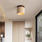 LED Wood Yellow Travertine Ceiling Light - Modern Style for Home Decor