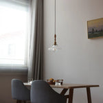 Glass LED Pendant Lamp with Wood Handle - Modern Nordic Hanging Light