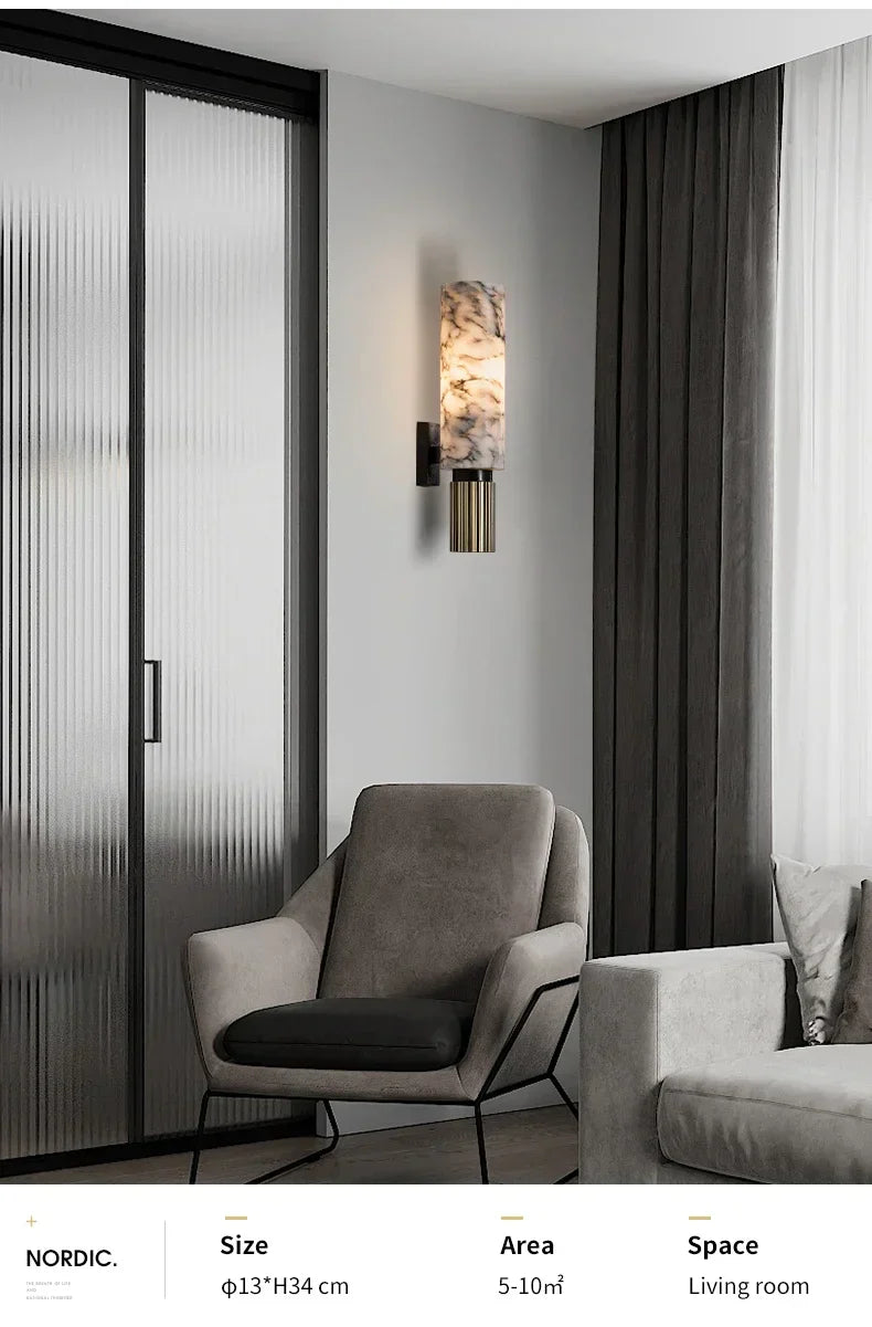 Copper Alabaster Wall Lamp: Post-Modern High-End Bedroom Lighting