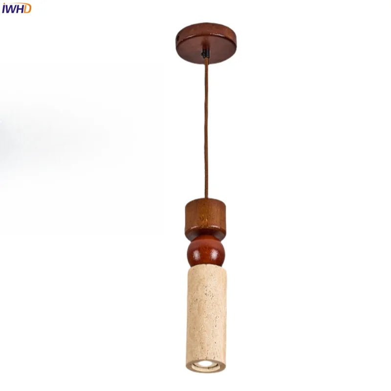 Columnar Stone LED Pendant Lamp - Yellow Travertine - Nordic Minimalism