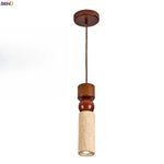 Columnar Stone LED Pendant Lamp - Yellow Travertine - Nordic Minimalism