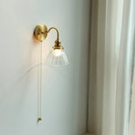 Clear Glass LED Wall Sconce Pull Chain Switch Modern Stair Light