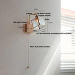 Walnut LED Wall Lights Pull Chain Switch Bedside Lamp Vintage Cube Glass Stair Light