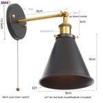 Gold Industrial LED Wall Lamp for Loft Stair & Bedroom Lighting