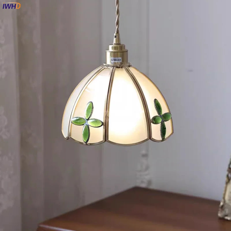 Loft Style Copper Glass Pendant Light - Adjustable Dining Room Hanging Lamp