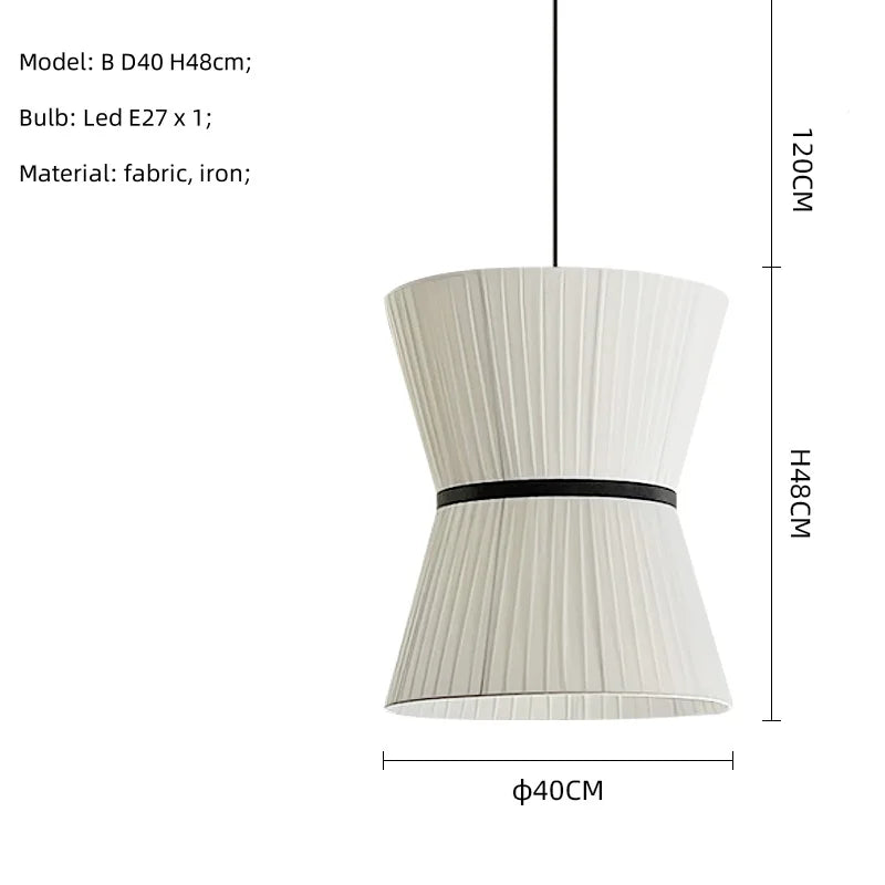 White Fabric LED Pendant Chandelier, Minimalist Living Room Ceiling Light