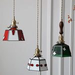 Afralia™ Red Tiffany Glass Knob Switch Pendant Lamp - Nordic Handcrafted LED Hanging Light