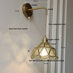 Tiffany Glass LED Wall Sconce Pull Chain Switch Bedroom Foyer Lamp