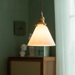 Afralia™ Red Glass LED Pendant Lamp American Style Vintage Copper Hanging Light