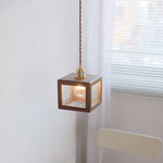 Clear Glass Walnut Wood LED Pendant Lamp - Nordic Modern Hanging Lights