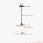 Nordic LED Pendant Lights Yellow Travertine Wood Hanging Lamp