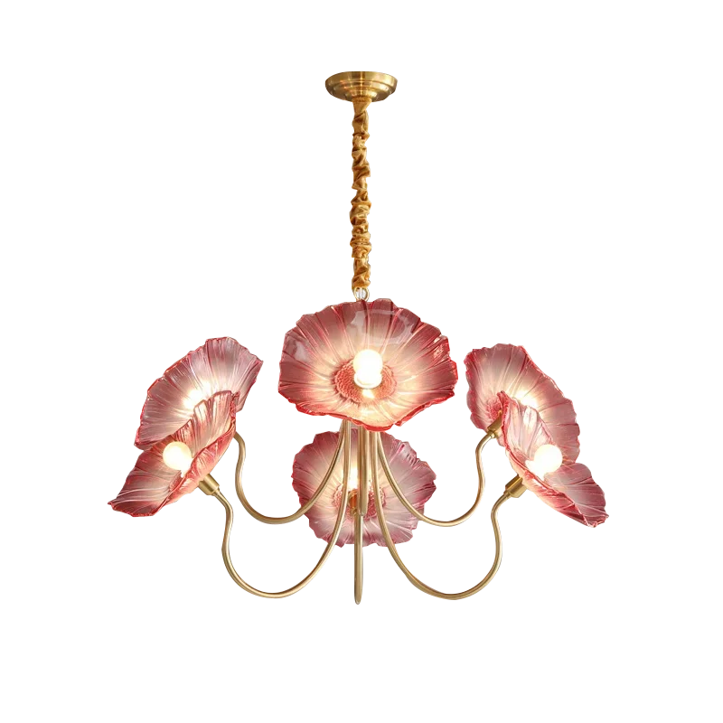 Lotus Leaf Glass Ceiling Chandelier with E14 Bulb