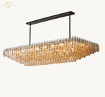 Clear Glass Tiered Rectangle Chandelier Pendant Light