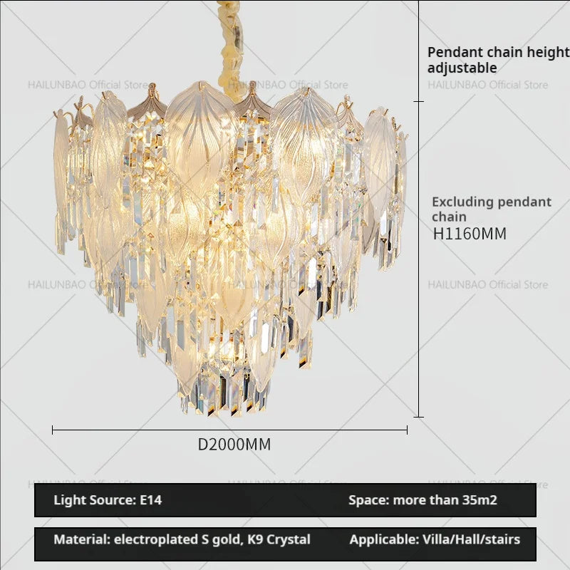 French Crystal Chandelier Cream Wind Lighting Elegant Luxury Lights