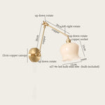 Afralia™ Cream Resin LED Wall Lights with Pull Chain Switch - Vintage Copper Bedside Lamp