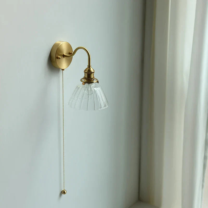 Clear Glass LED Wall Sconce Pull Chain Switch Modern Stair Light