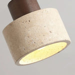 Japan Style LED Ceiling Light Yellow Travertine Stone Wood Base Bedroom Luminaire.