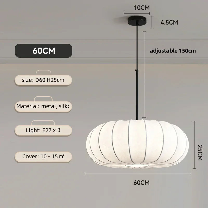 Silk Pendant Light | Elegant LED Chandelier for Dining Room and Bedroom