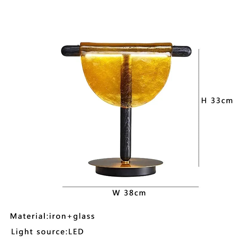 Amber Glass Table Lamp: Nordic Minimalist LED Nightstand Decor