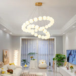 Gold Acrylic LED Ceiling Chandelier for Living Room Bedroom Pendant Lighting