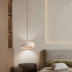 Afralia™ Wood Canopy LED Pendant Light for Kitchen Restaurant Bedroom Stone Hanging Lamp