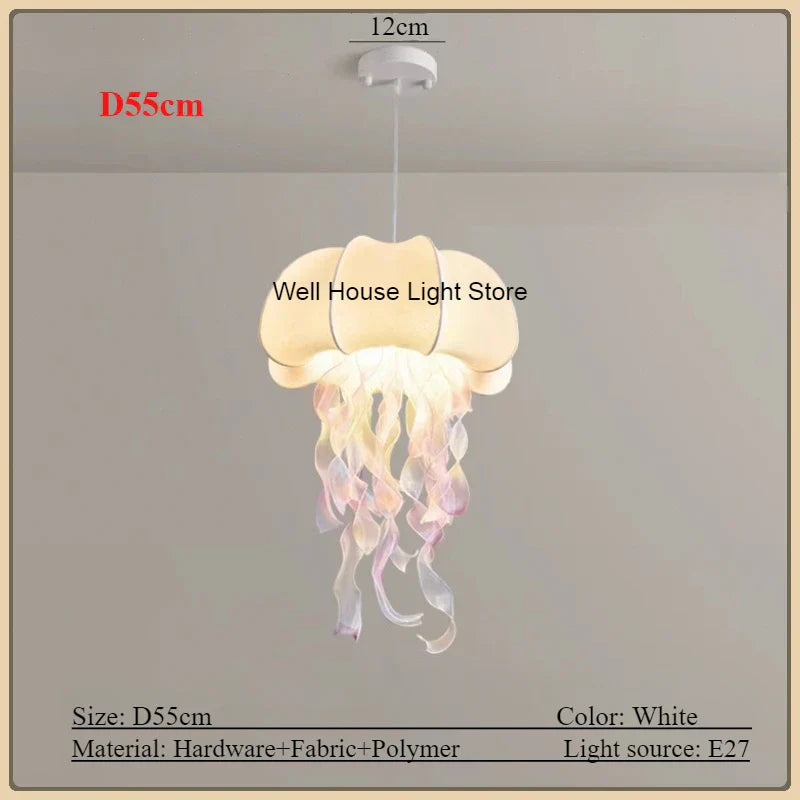 Jellyfish Silk Chandelier: Romantic Pendant Light for Living Room Bedroom Dining Room